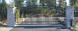 Automatic Single Swing Drive Gate With Matching Fence On Both Sides